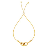14k Yellow Gold Adjustable Rings Charms Bolo Bracelet, 9.25" fine designer jewelry for men and women